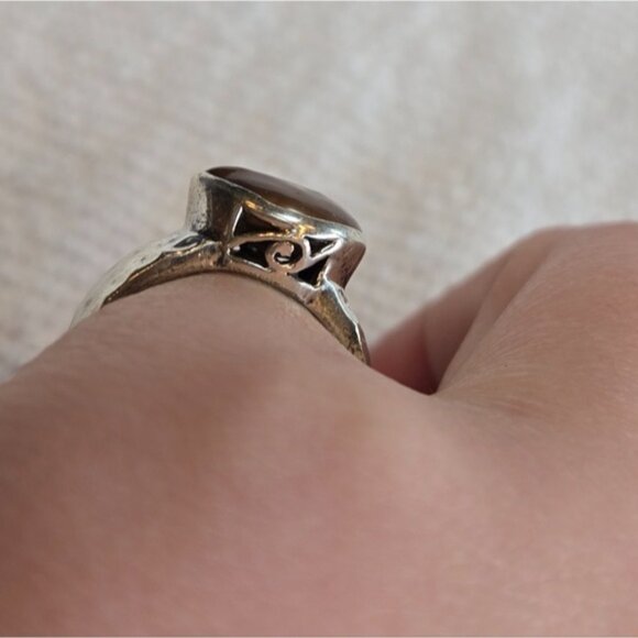 India 925 Hammered Silver Ring w/ Copper Accent Size 7 - Picture 2 of 7